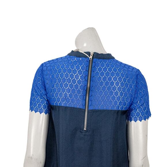 Band of Outsiders Women's 100% Silk Blouse Blue Mesh trime size 2 - Picture 9 of 9